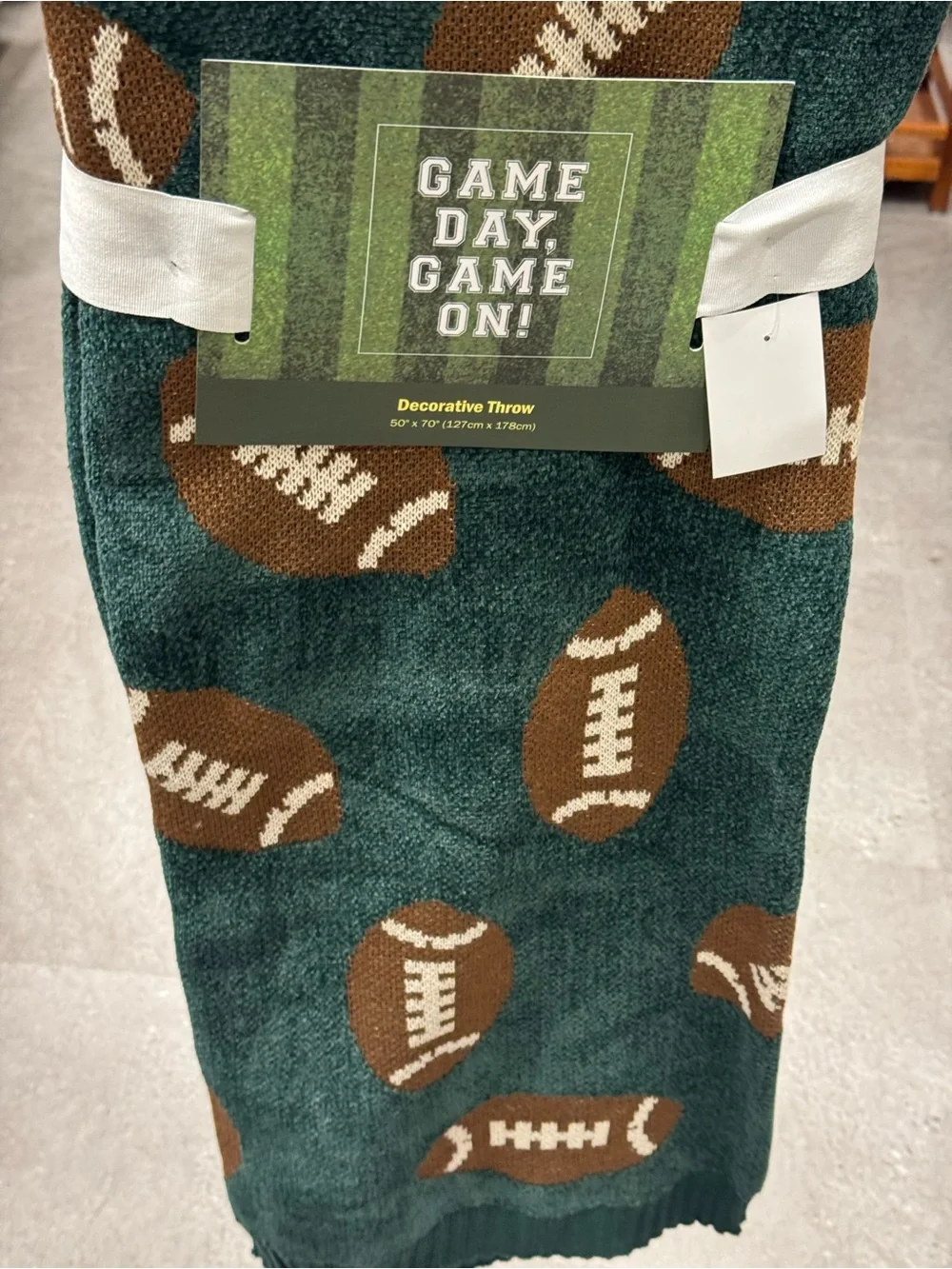 Game Day Football Decorative Throw - Green & Brown